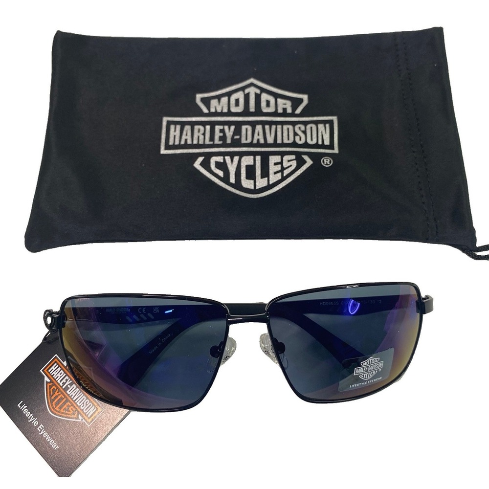 Harley Davidson HD0665S Mens Geo Sport Black Metal Sunglasses 100% UVA&UVB-NEW